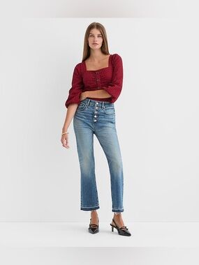 LOFT Light Blue High-Rise kick crop Ankle Jeans with Button Fly size 8